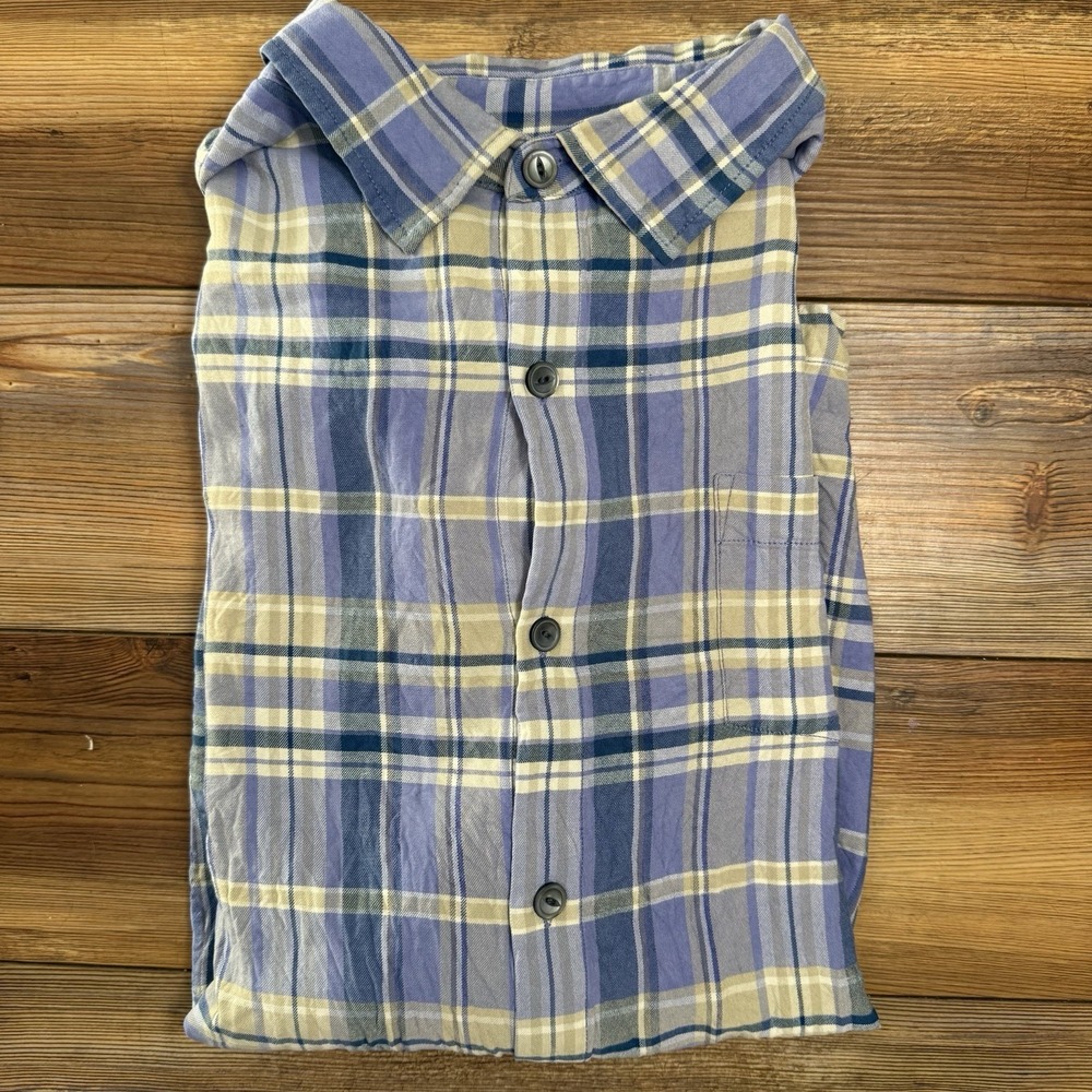 Tommy Bahama Original Fit 100% Silk Plaid Button Front Shirt Men's XXL Blue